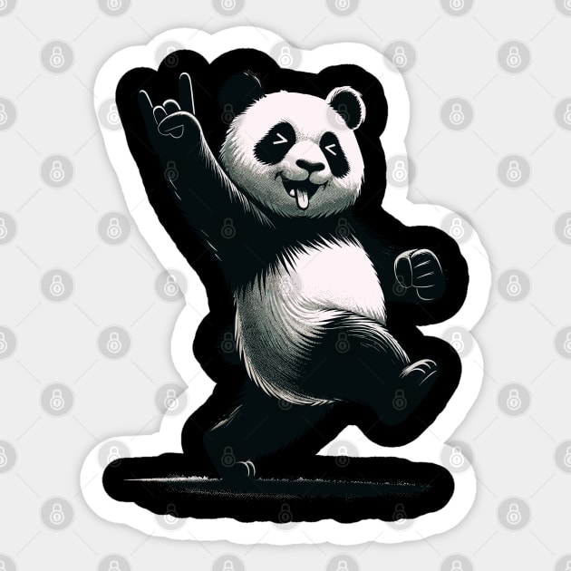 Retro Panda Rock Music Gift Funny Panda Sticker by KsuAnn